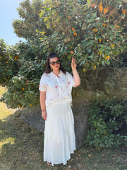 Chemise brodée fleurie blanche - Plus size