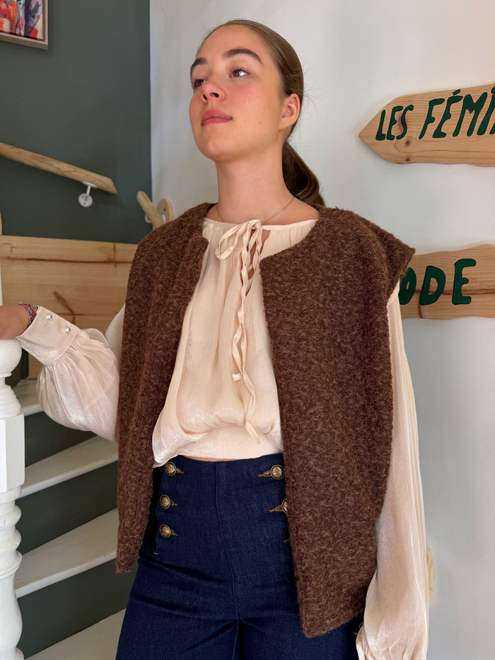 Gilet sans manches effet maille bouclée — Les Féminines