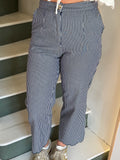 Pantalon rayé bleu et blanc
