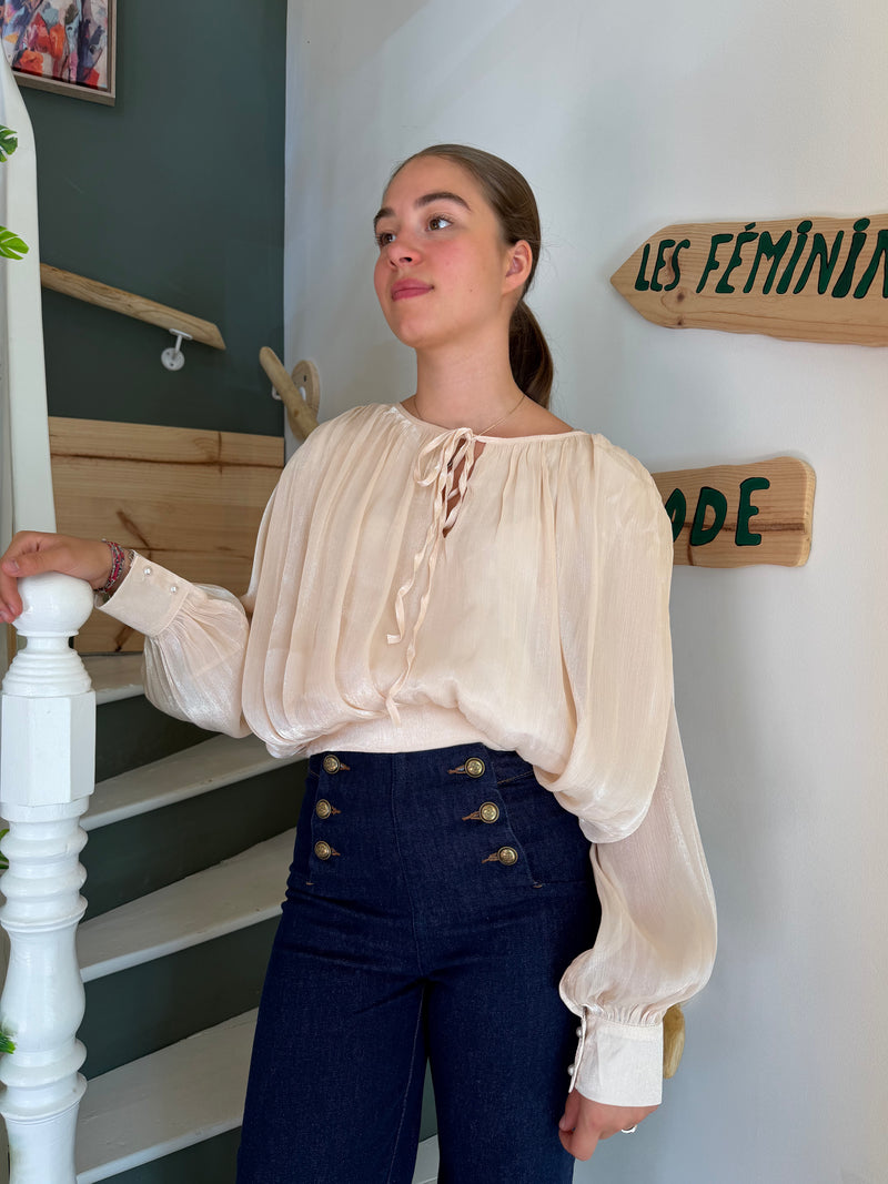 Blouse satinée à manches ballon — Les Féminines