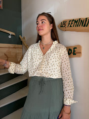 Blouse fleurie écrue