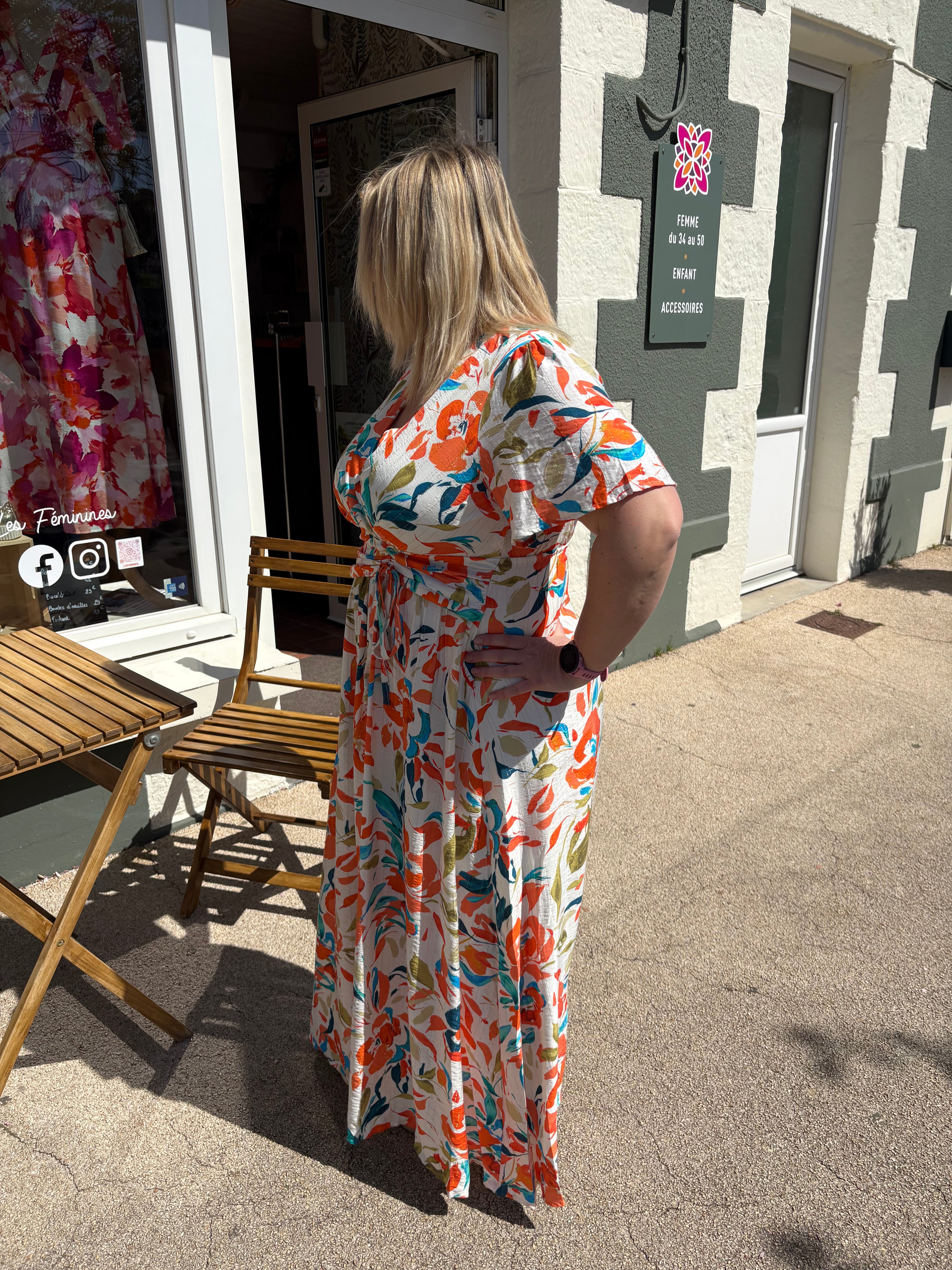 Robe longue imprimée fleurie - Plus size