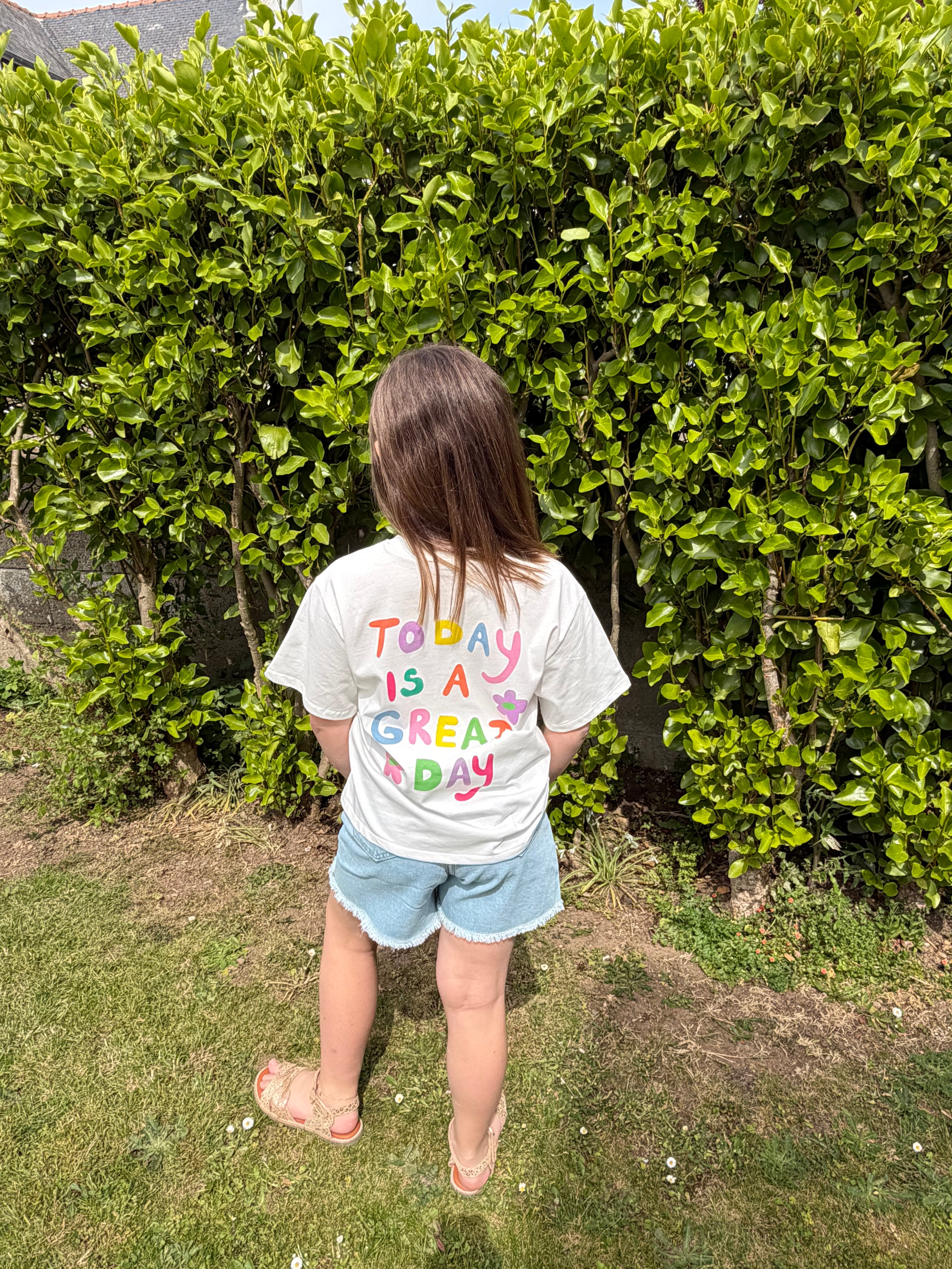 T-shirt blanc “Today is a great day“ - Mini
