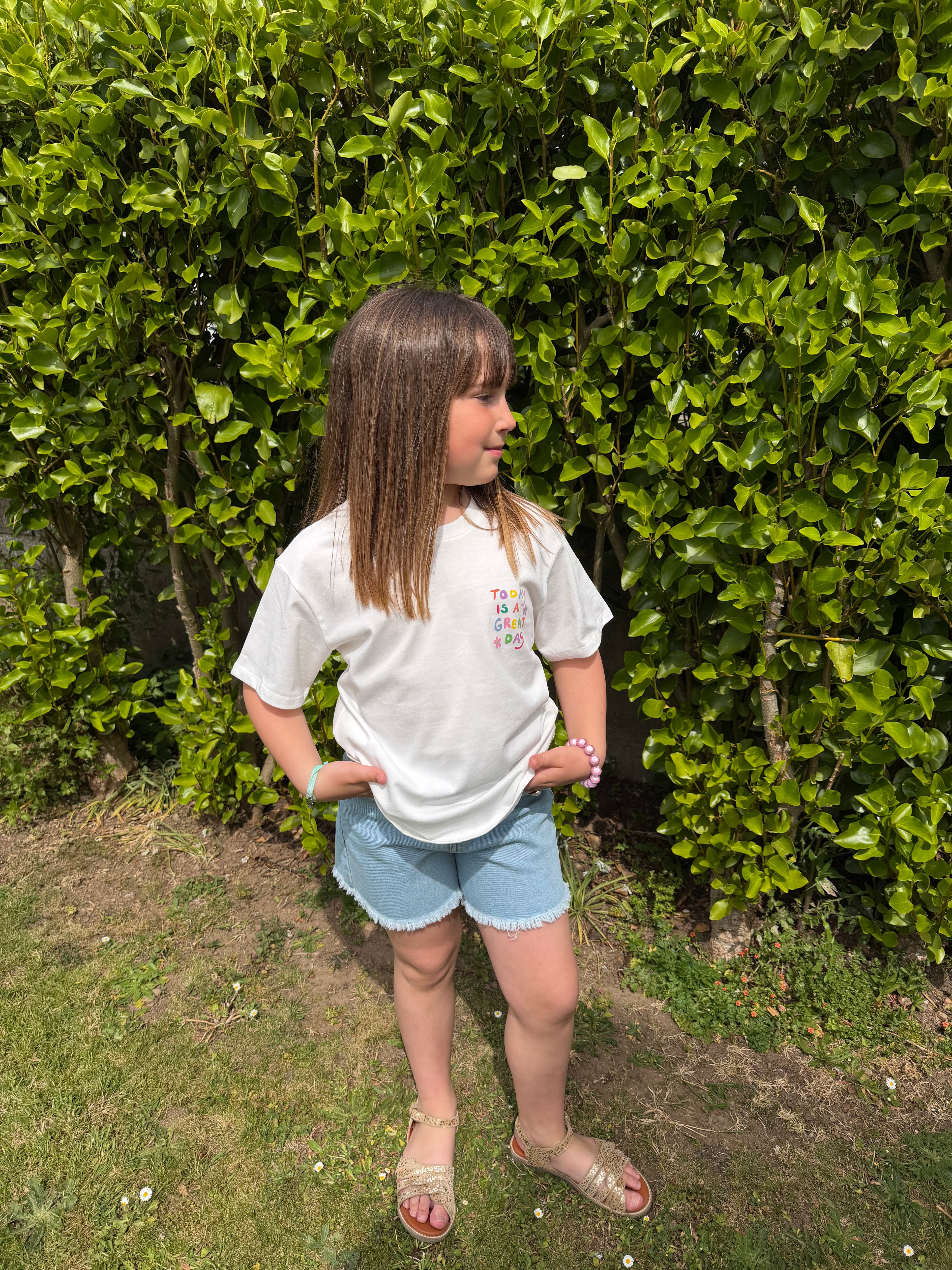 T-shirt blanc “Today is a great day“ - Mini