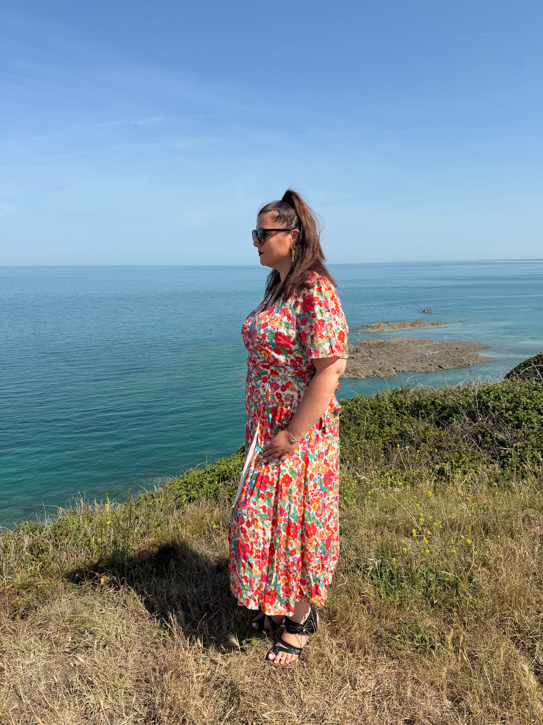 Robe longue fleurie cache-cœur - Plus size