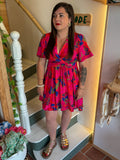 Robe Courte Fleurie Fuchsia