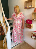 Robe longue fleurie rose – Plus size