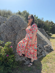 Robe longue fleurie cache-cœur - Plus size