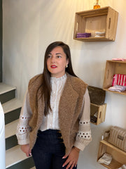 Gilet sans manches effet maille bouclée