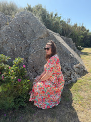 Robe longue fleurie cache-cœur - Plus size