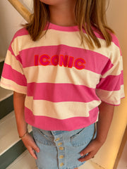 T-shirt enfant « Iconic » – Rayé Rose - Mini