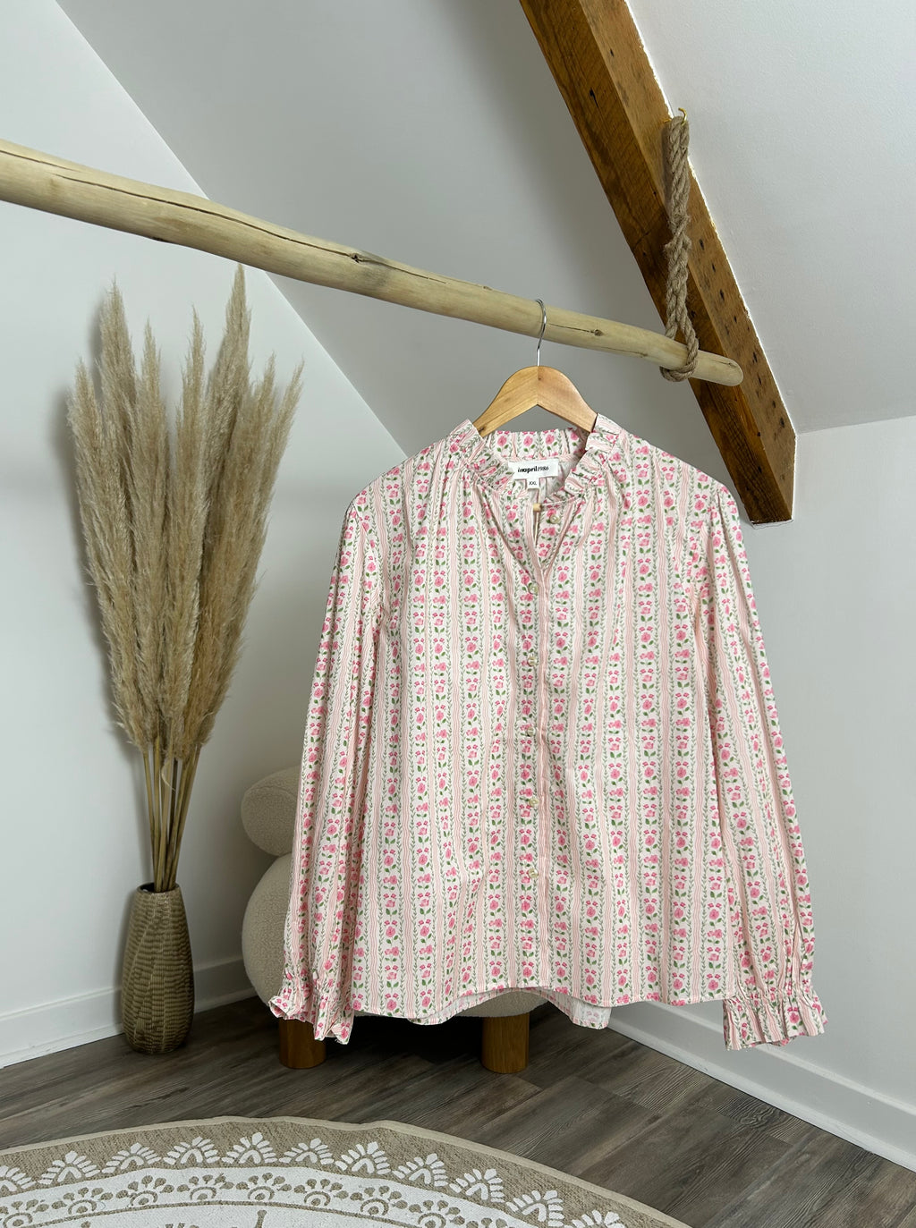 Blouse crème floral - Plus size