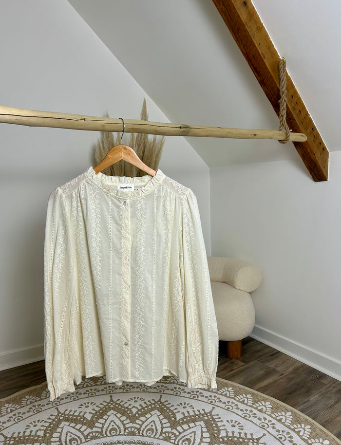 Blouse écru à col victorien - Plus size