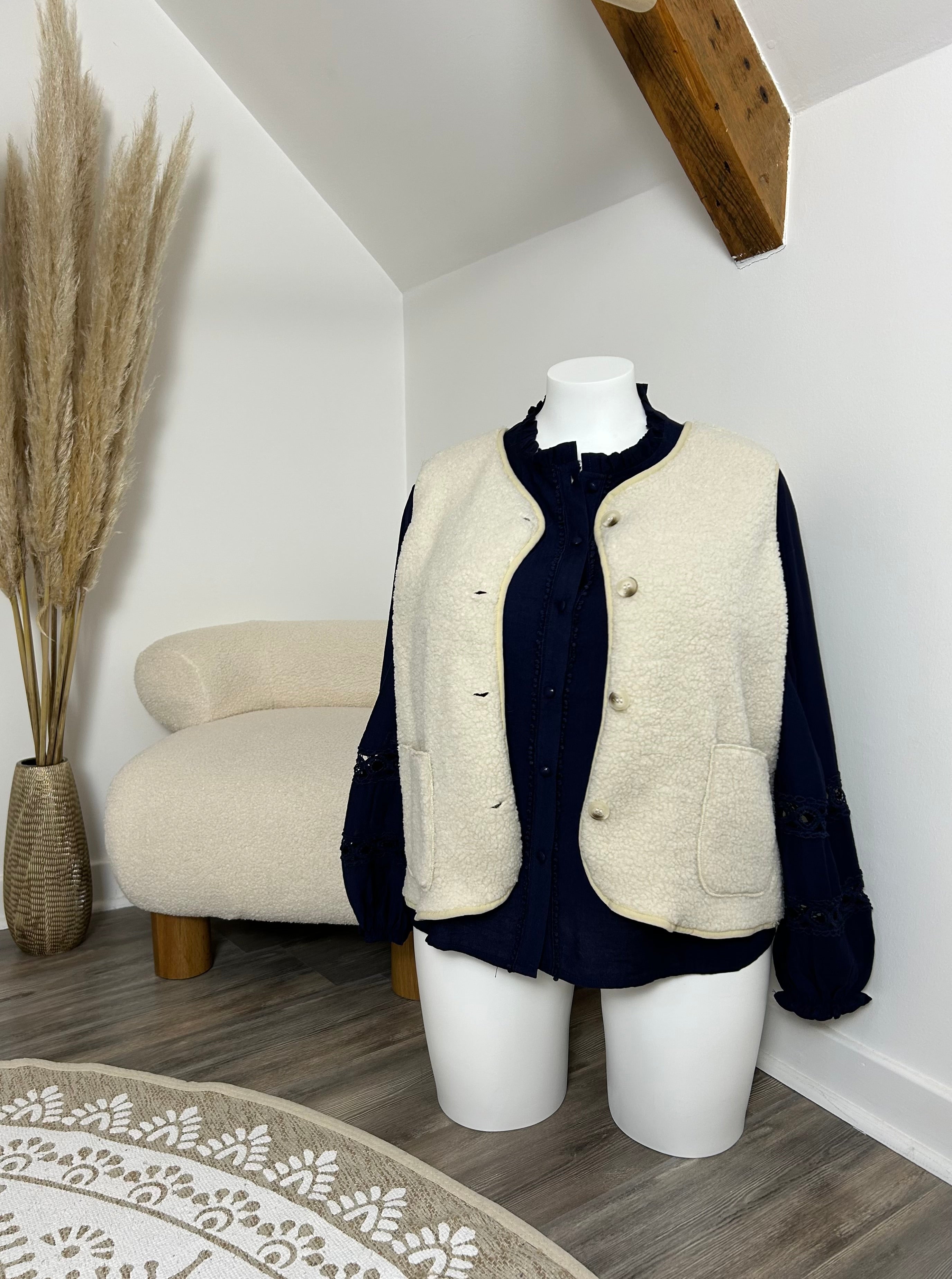 Blouse marine et dentelles - Plus size