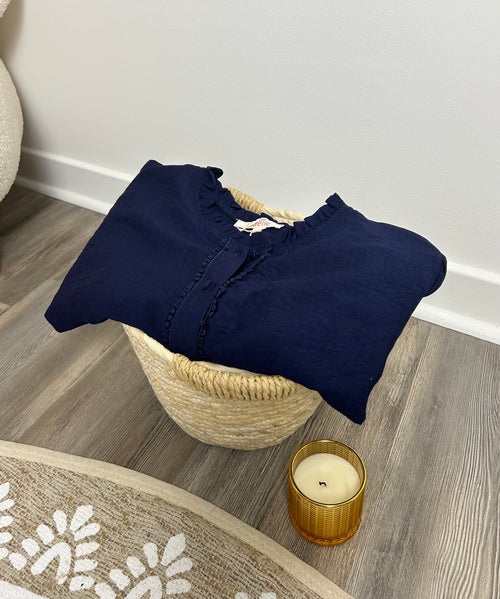 Blouse marine et dentelles - Plus size