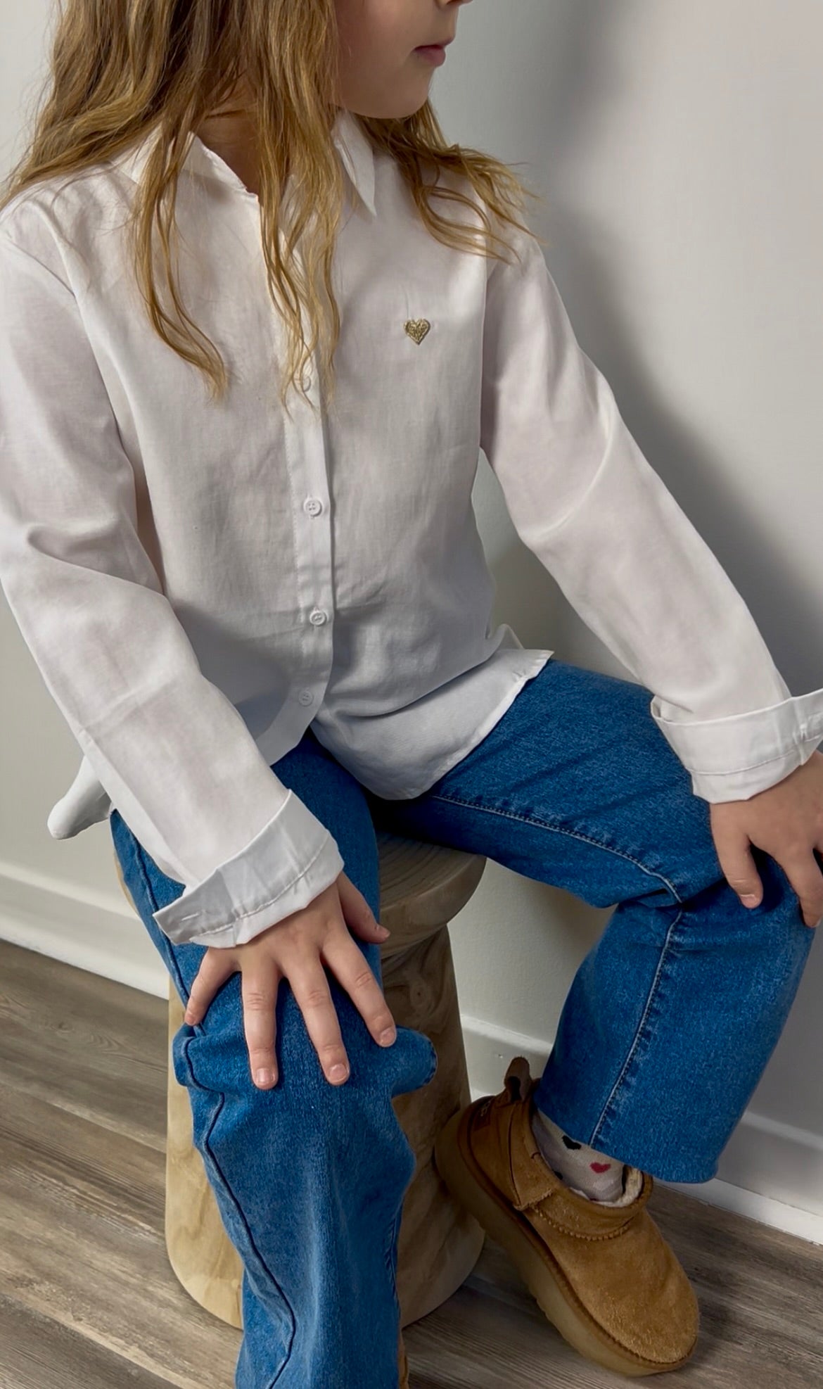 Chemise blanche et broderie coeur - Mini