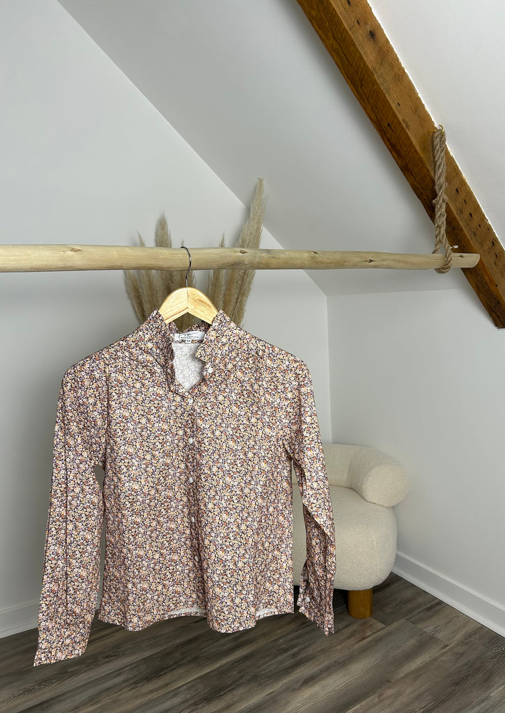 Chemise fleurie à col victorien - Mini