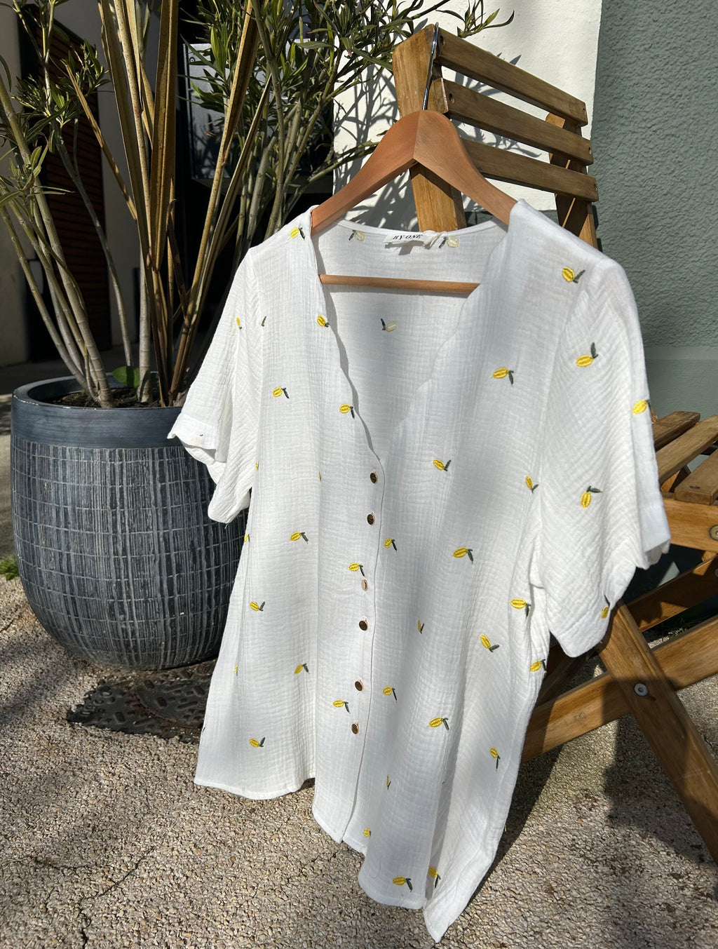 Chemisier en gaz de coton citron - Plus size