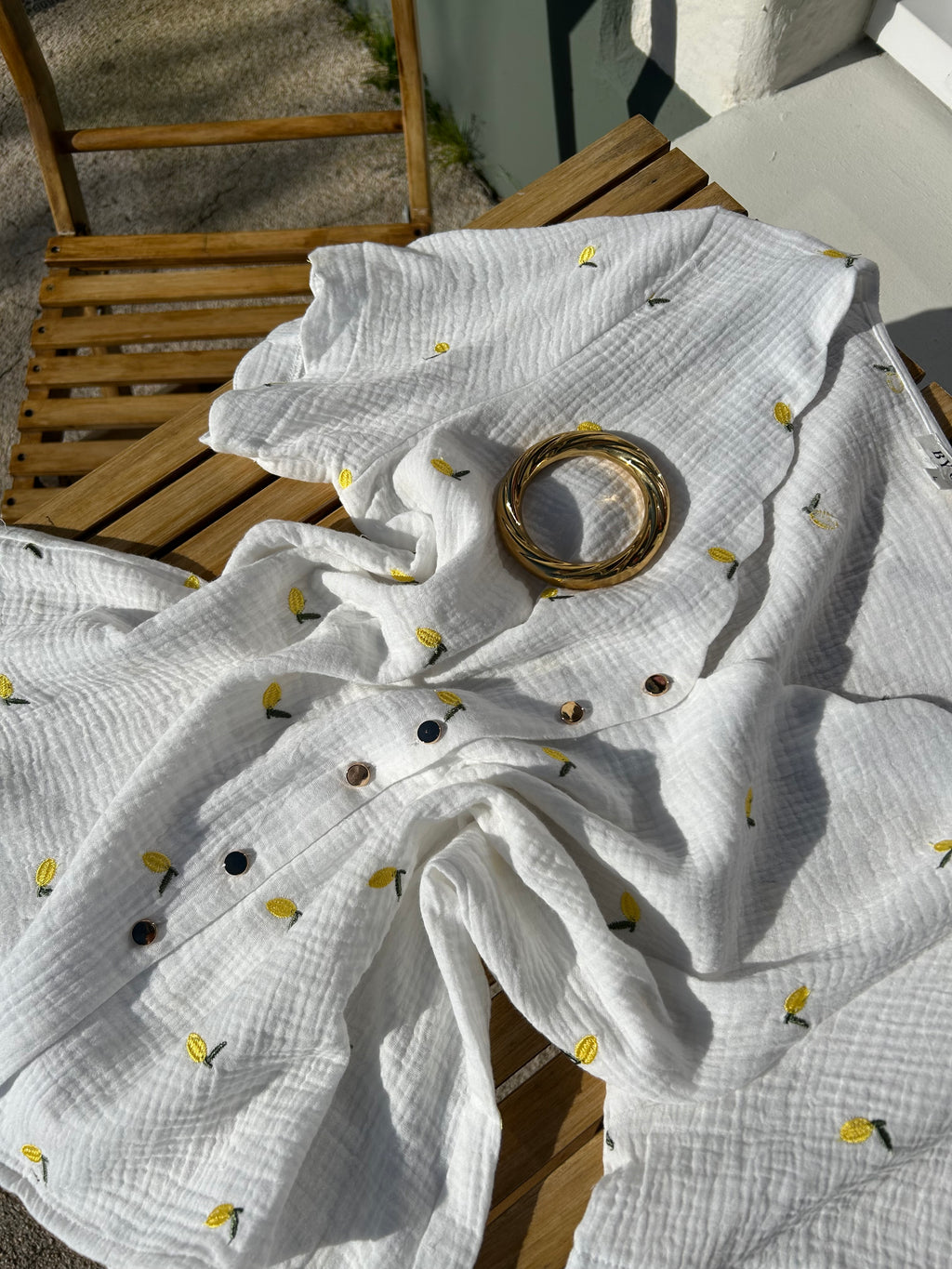 Chemisier en gaz de coton citron - Plus size