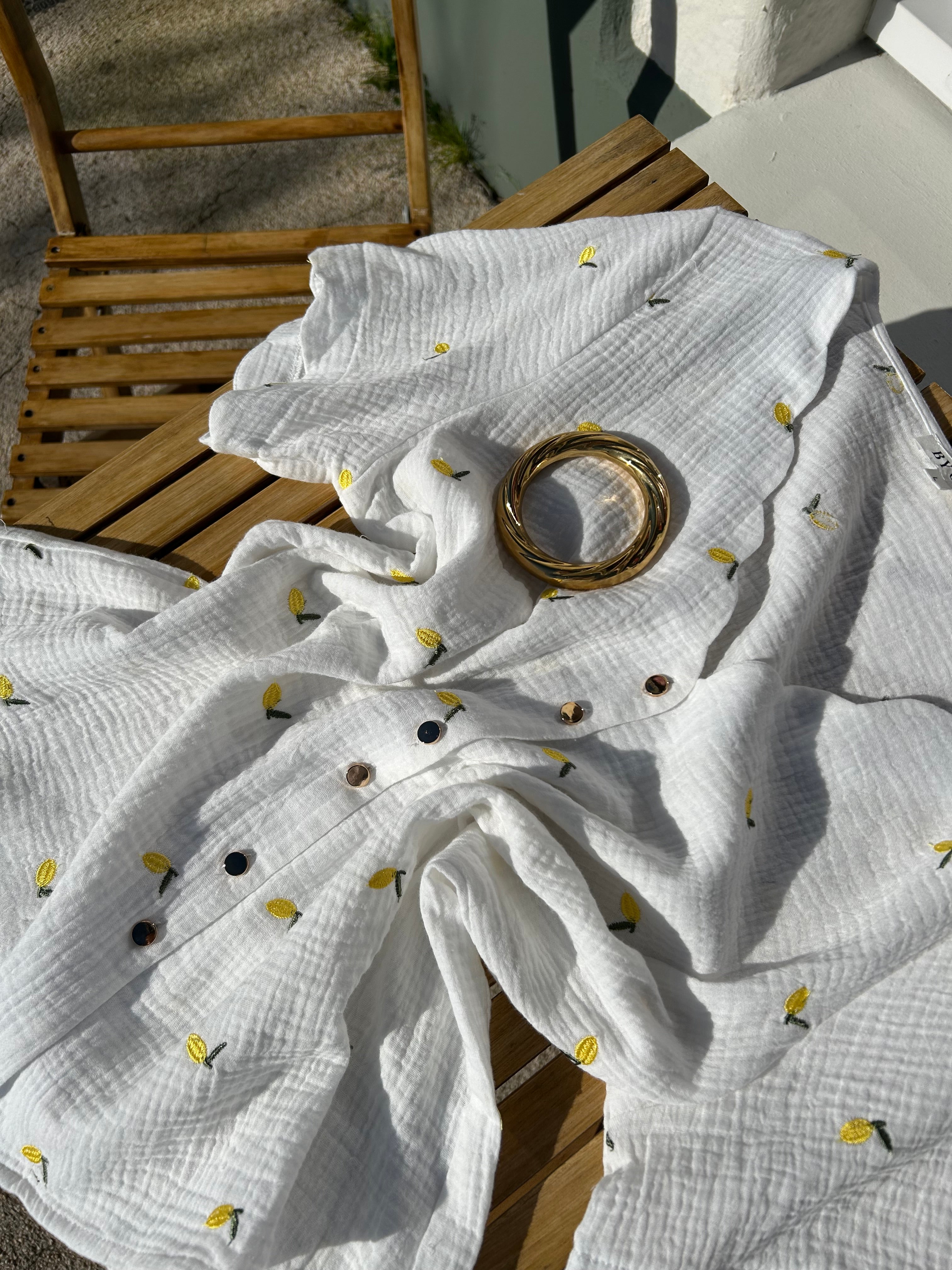 Chemisier en gaz de coton citron - Plus size