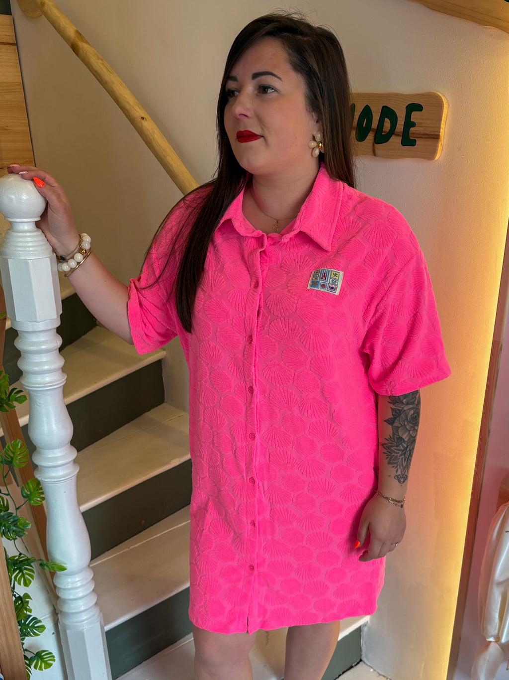 Robe Chemise Éponge Motif Coquillage