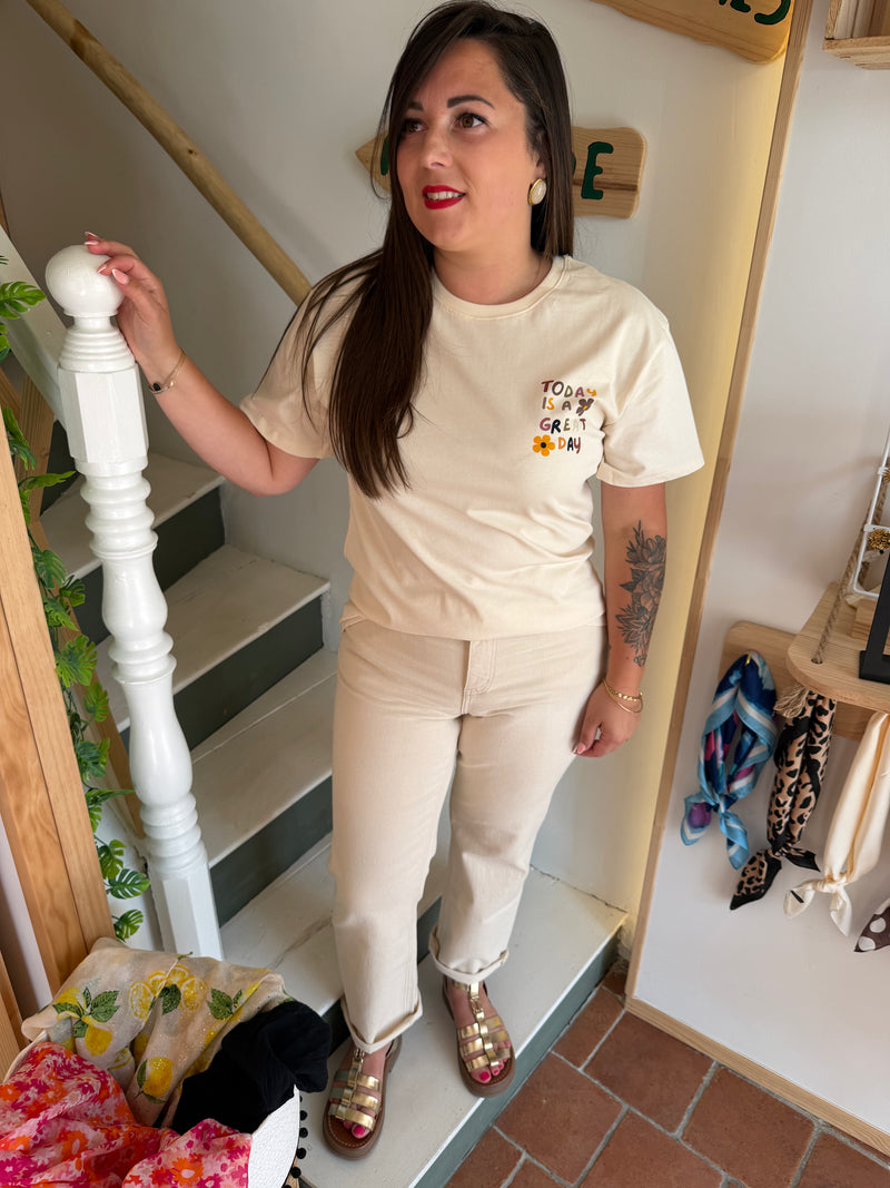 T-shirt ecru« today is a good day »