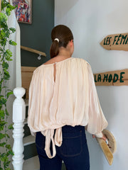 Blouse satinée à manches ballon — vue 2