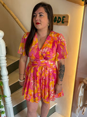Robe Courte Fleurie Nouée