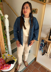 Veste en jean à imprimé léopard