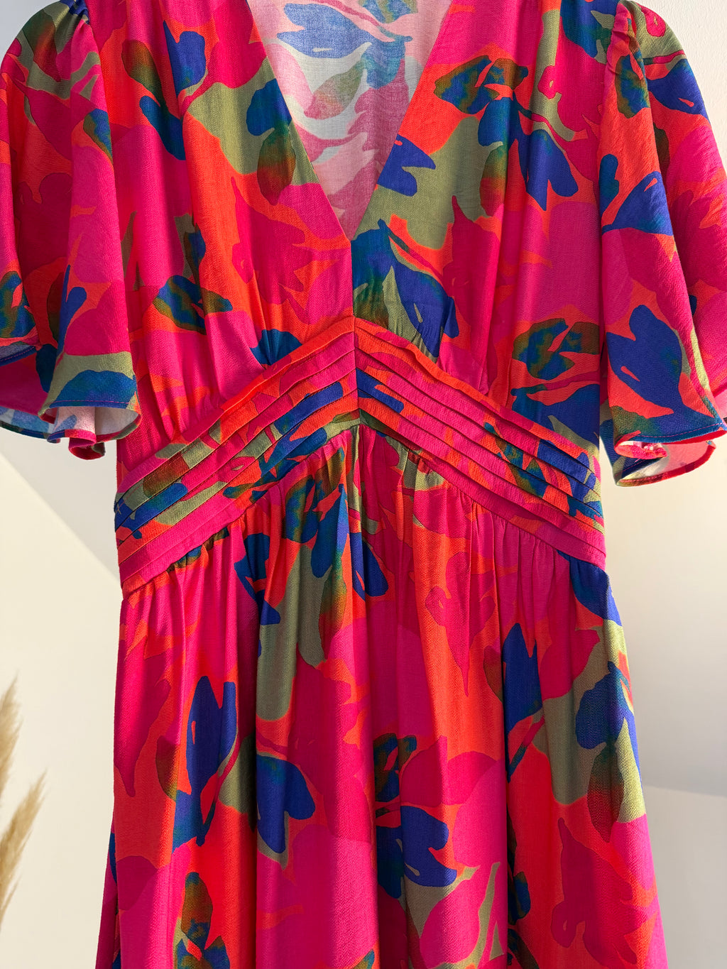 Robe longue rose fleurie