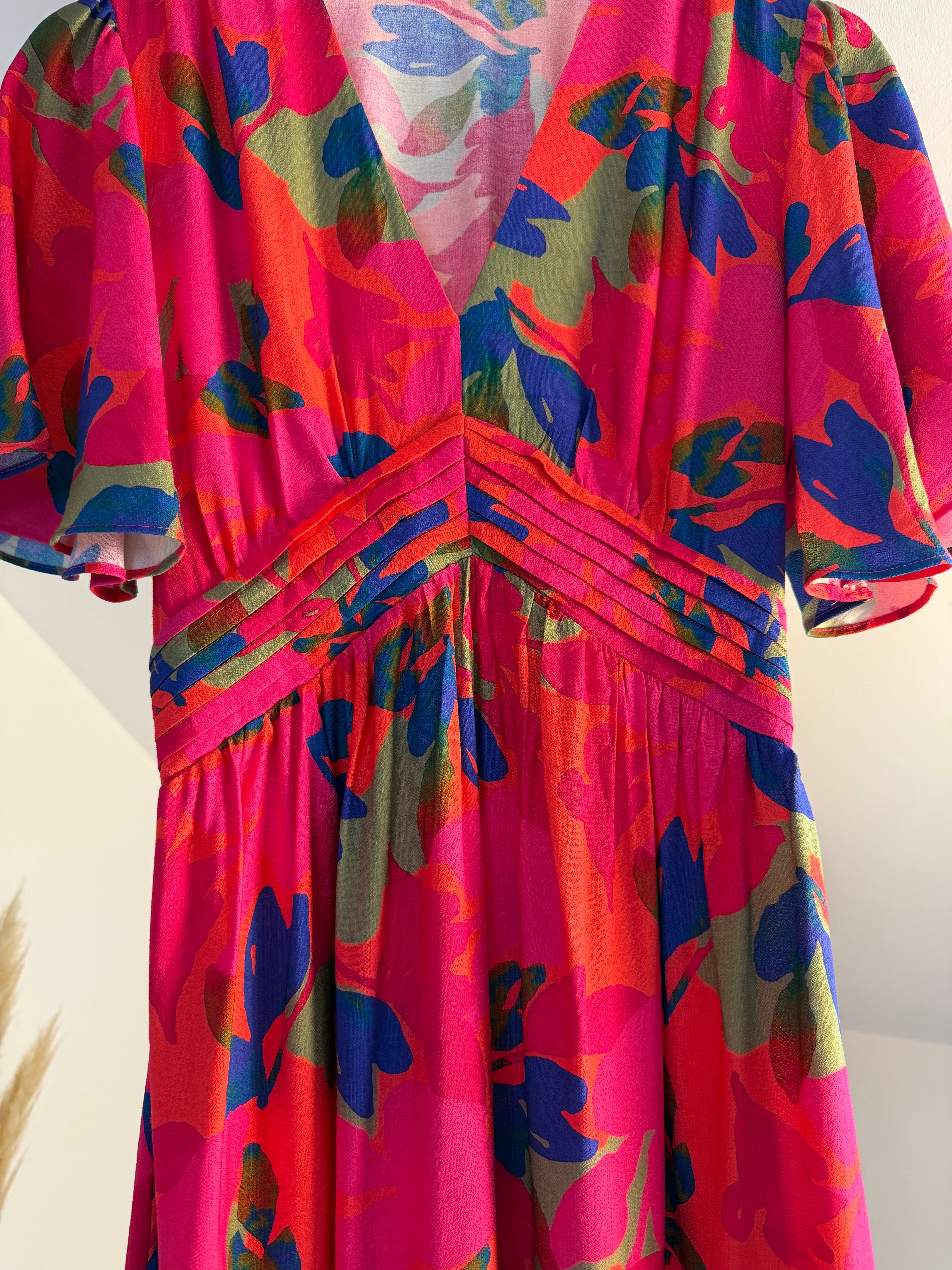 Robe longue rose fleurie