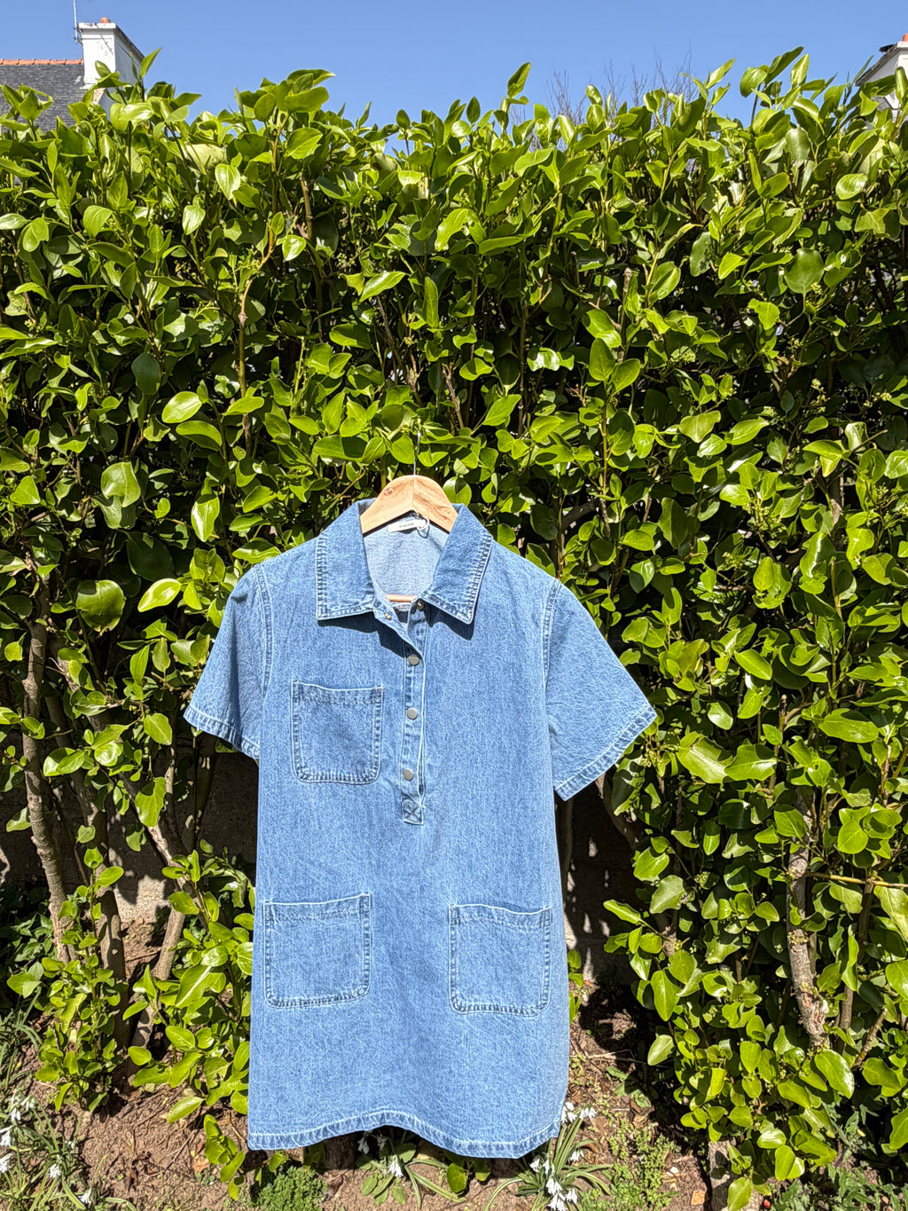 Robe en jean manches courtes
