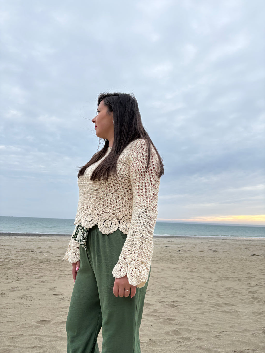 Haut en crochet écru