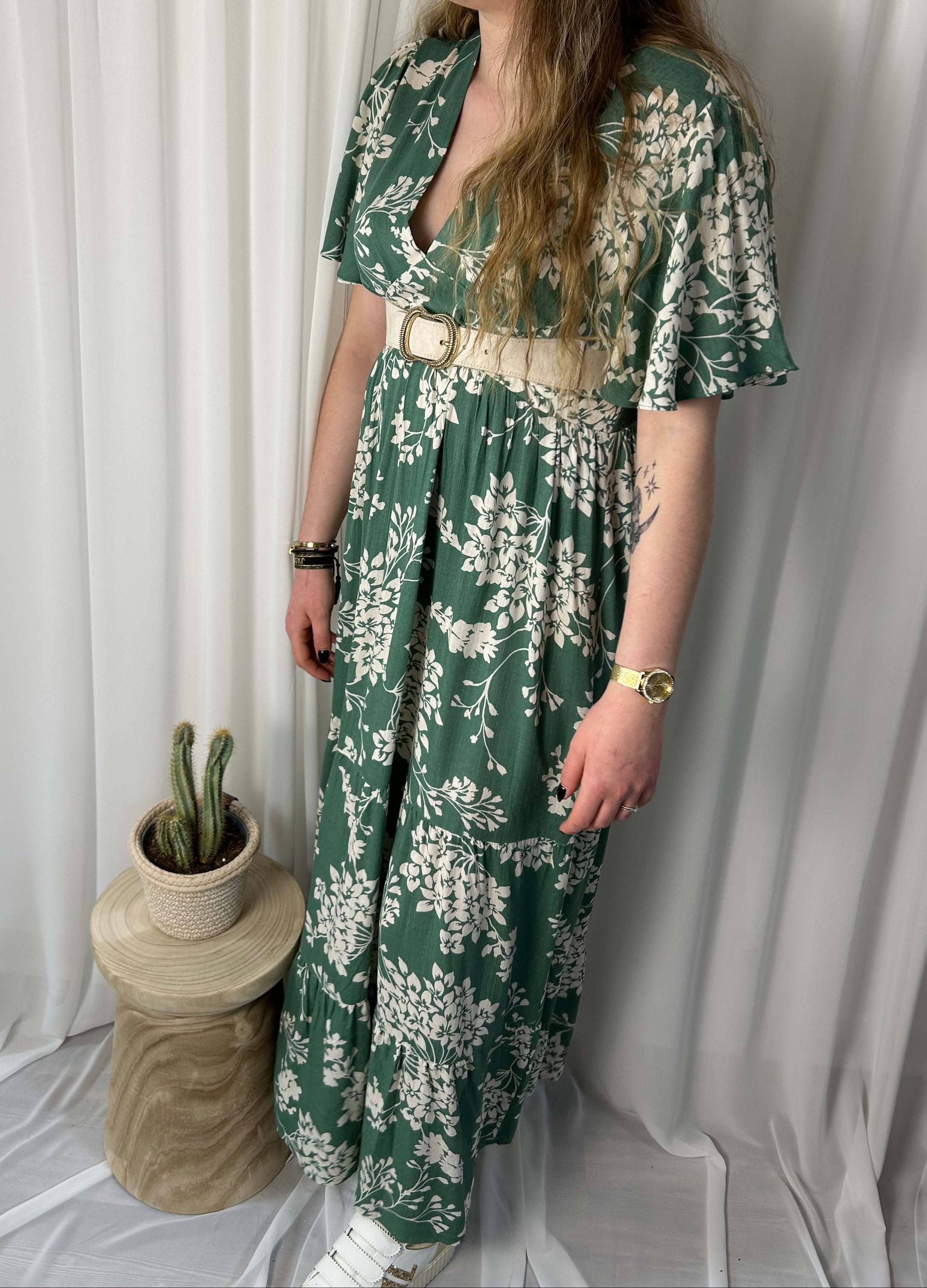 Robe verte fleurie - Plus size