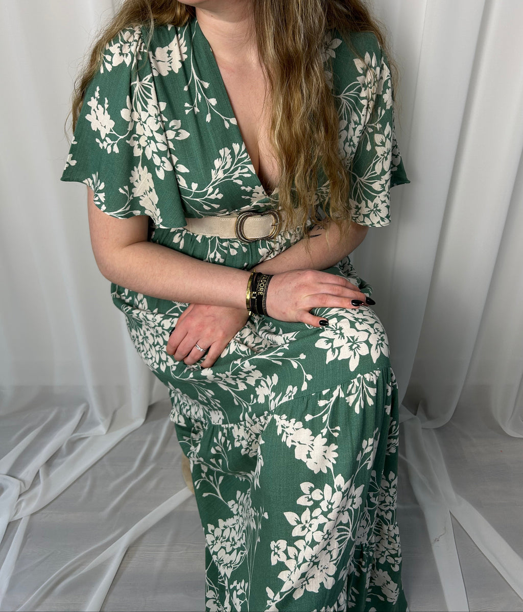 Robe verte fleurie - Plus size