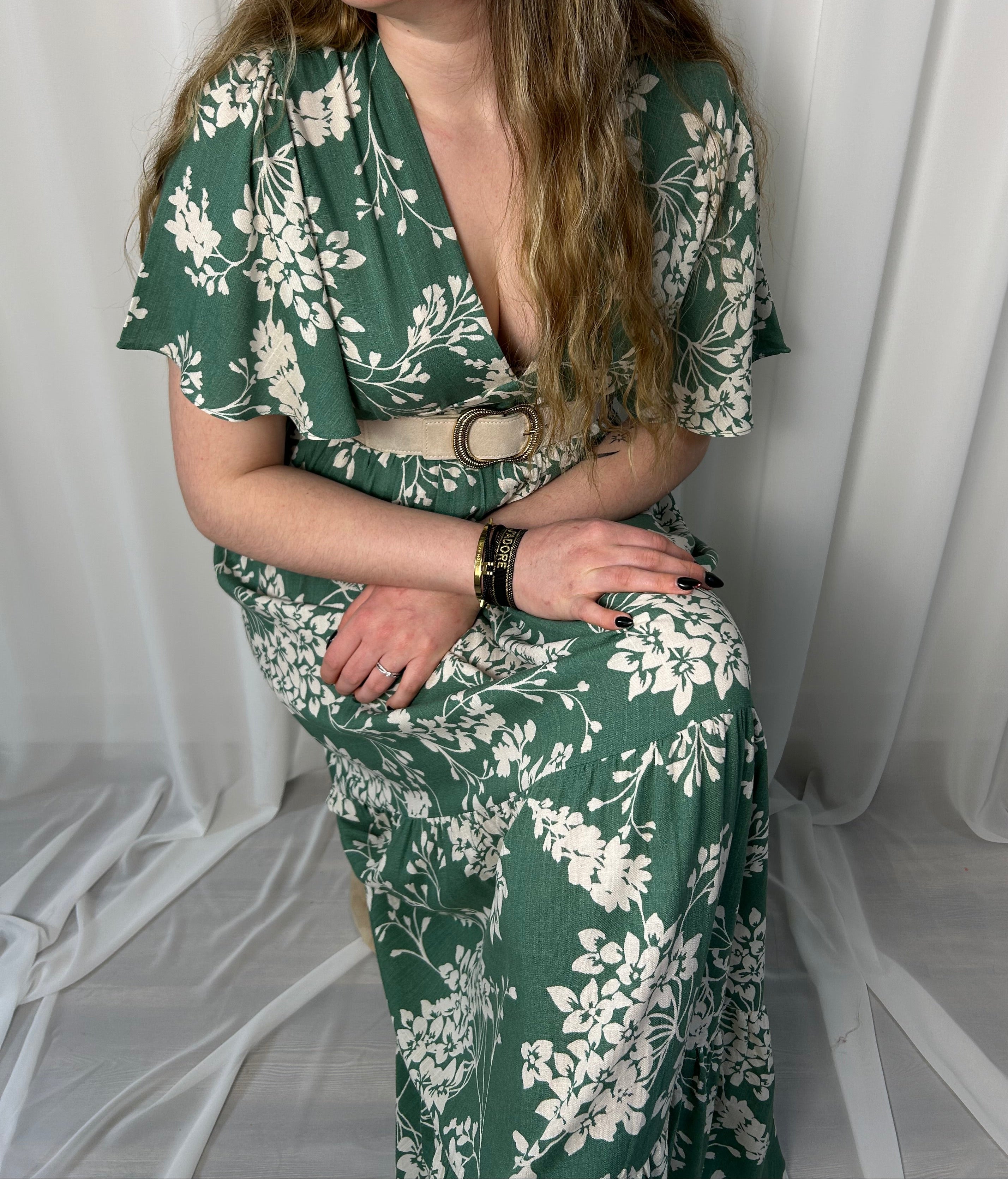 Robe verte fleurie - Plus size