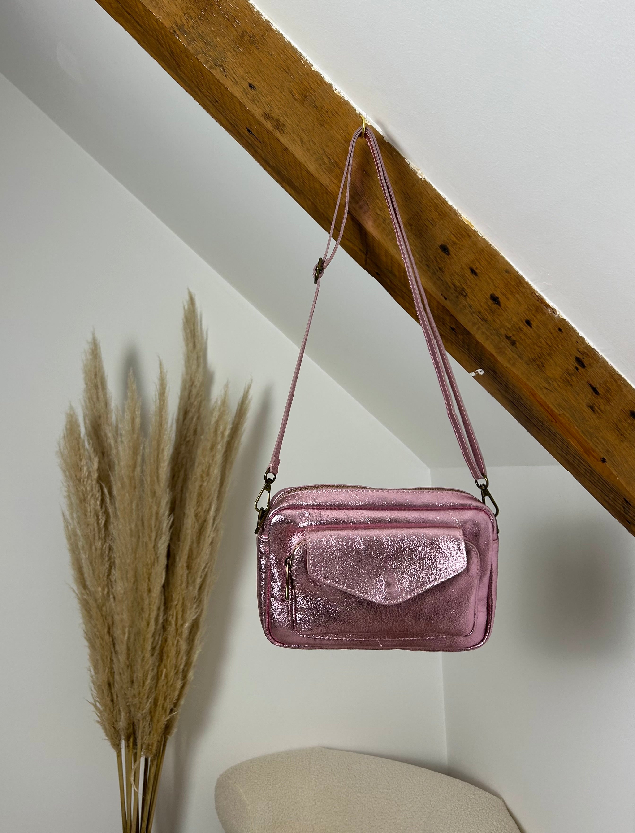 Sac rose effet métallisé