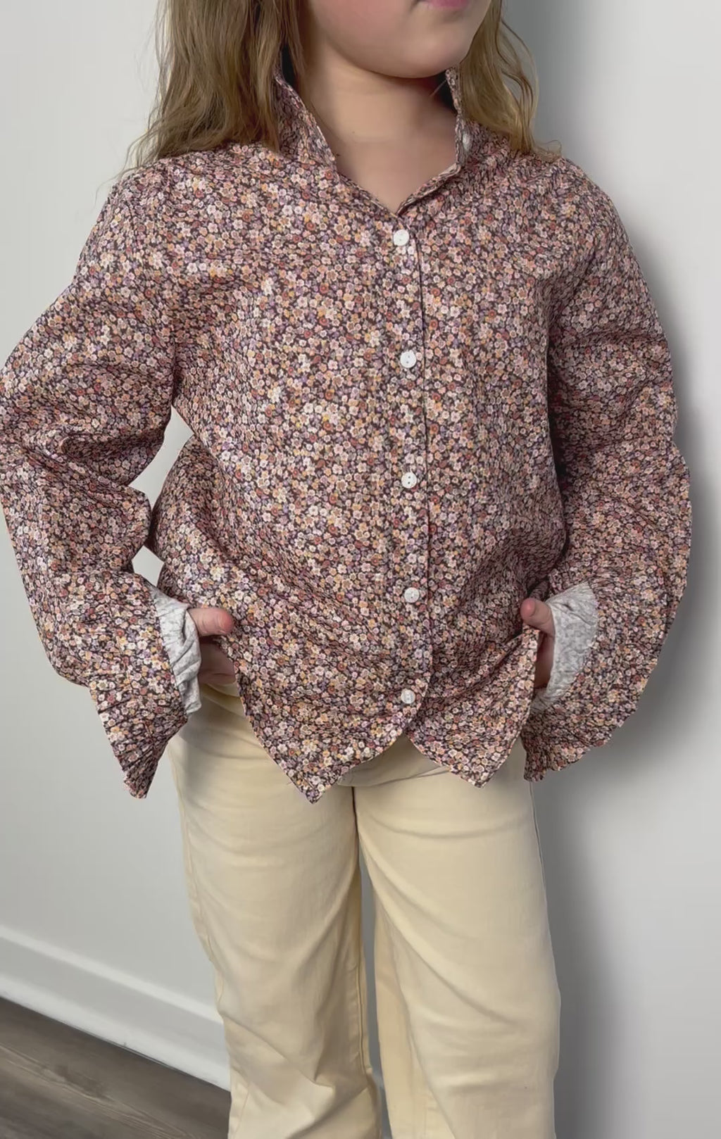 Chemise fleurie à col victorien - Mini