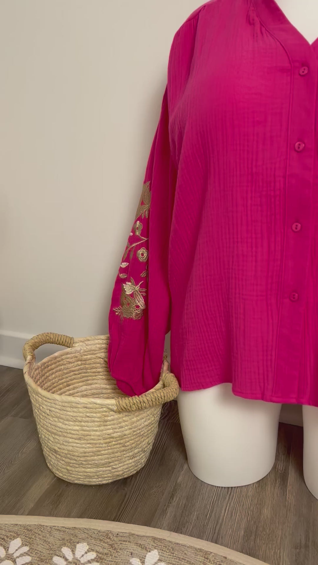 Blouse en gaz de coton fuchsia - Plus size
