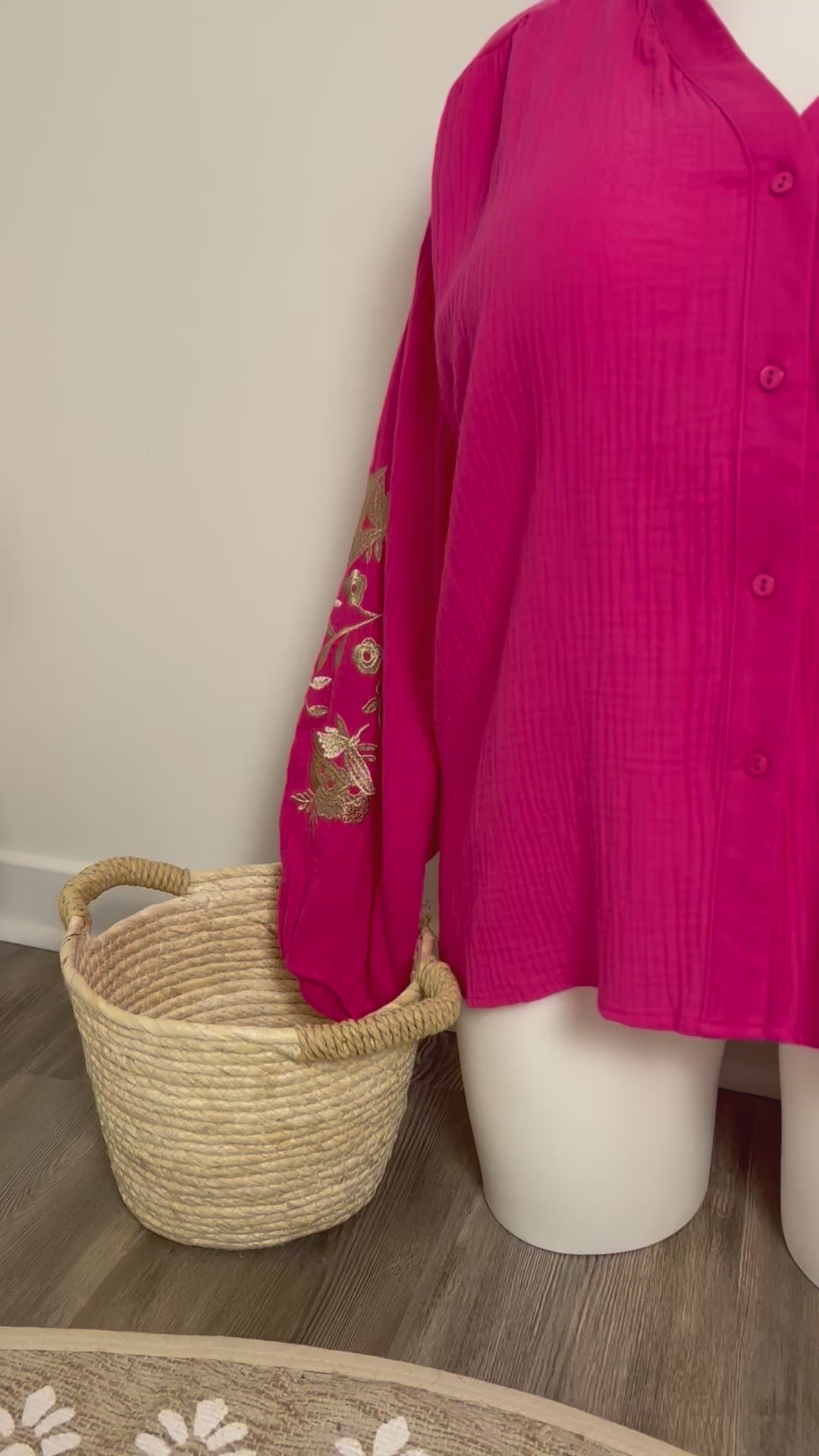 Blouse en gaz de coton fuchsia - Plus size